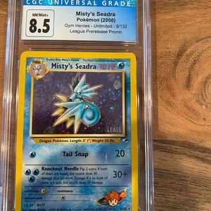 Misty’s Seadra pre release holo Gym heroes 2000 9/132 graded 8.5 cgc
